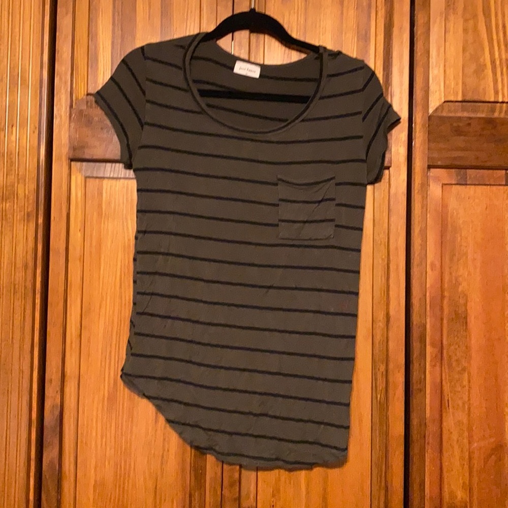 Free Kisses olive and black striped tee